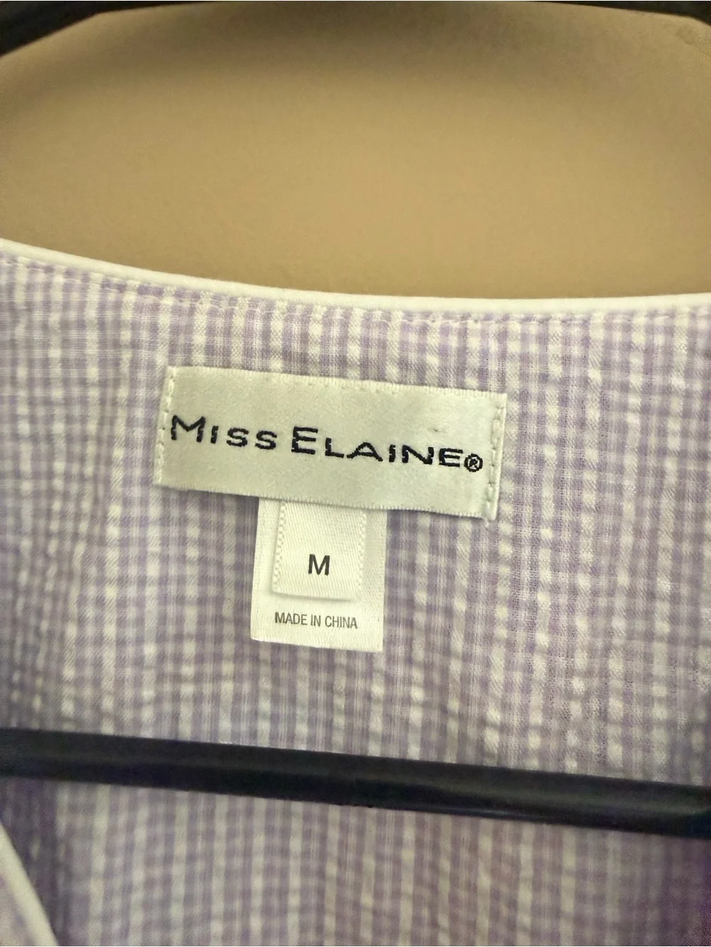 Miss Elaine Lilac Smocked V-Neck Zip sleep Dress nightgown robe pajamas medium